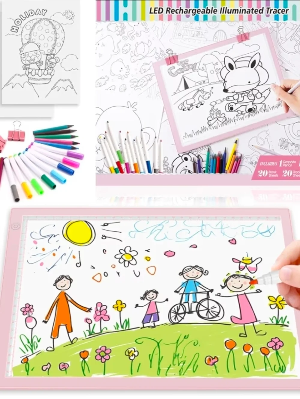 LED Drawing Tablet Kits Pink - 15